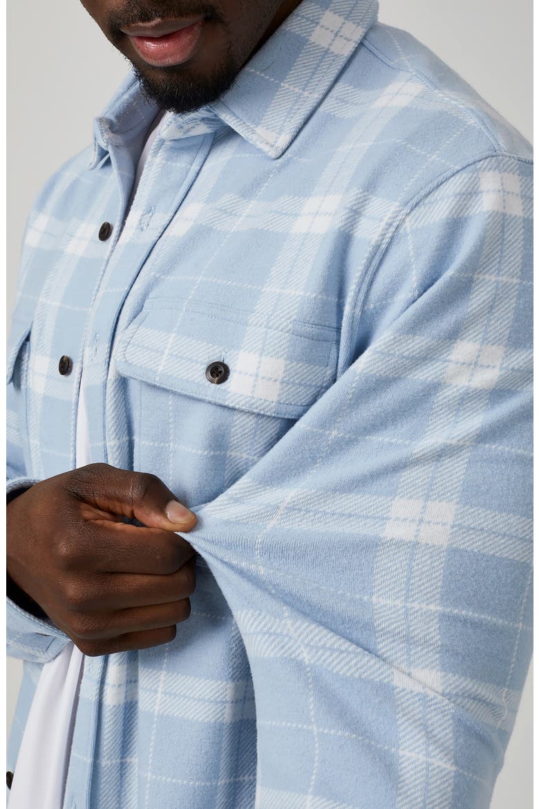Generation Plaid Stretch Flannel Button-Up Shirt, Alternate, color, HEATHER BLUE