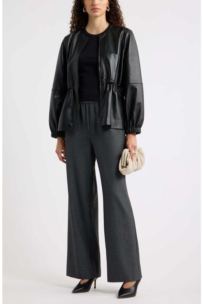 Wool Blend Pull On Wide Leg Pants, Alternate, color, GREY CHARCOAL HEATHER