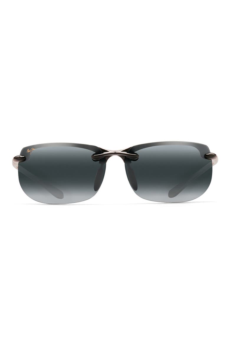Banyans 70mm Polarized Rectangle Sunglasses, Main, color, GLOSS BLACK / NEUTRAL GREY