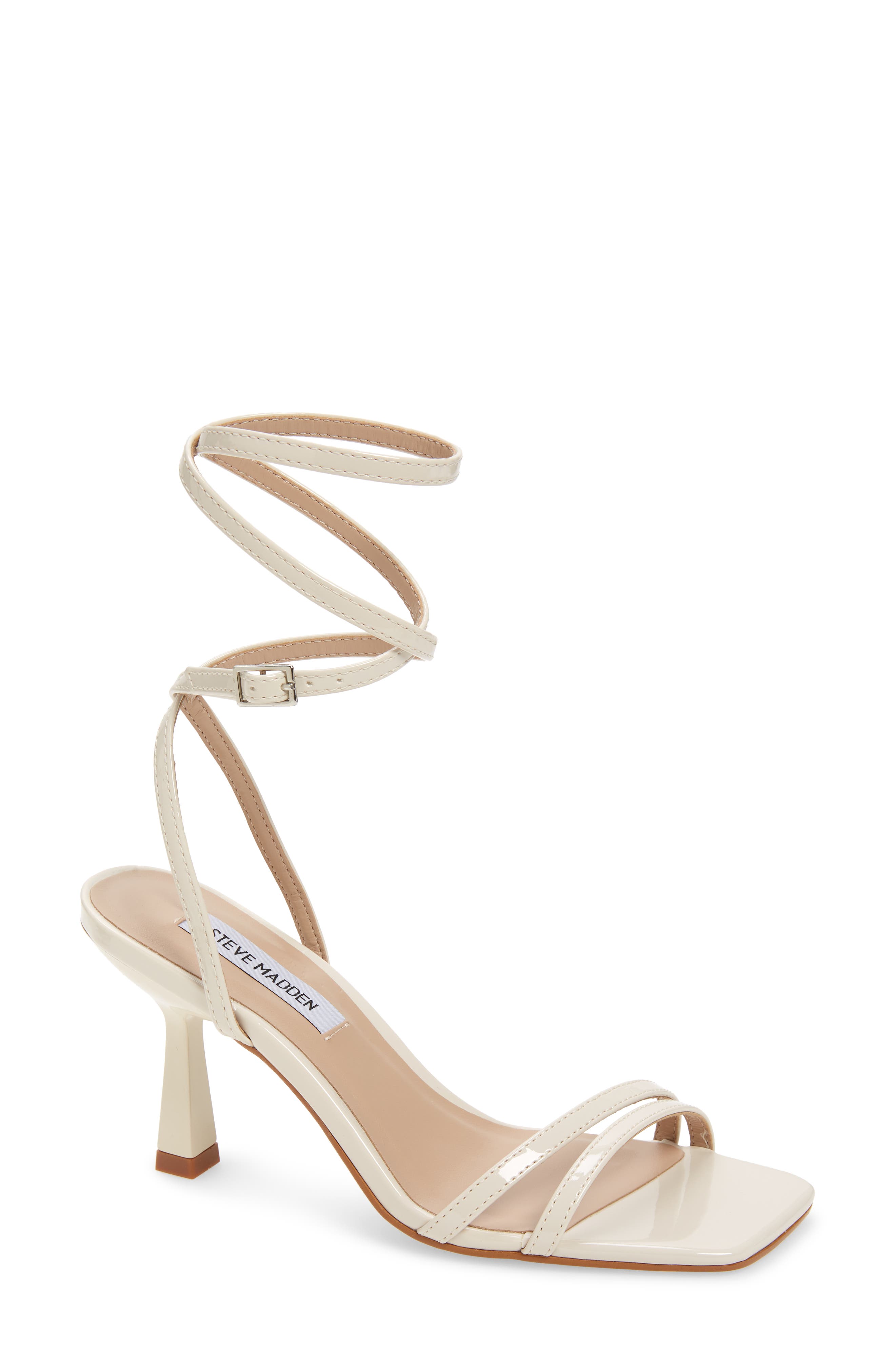 Kyrah Ankle Wrap Sandal, Main, color, BONE PATENT