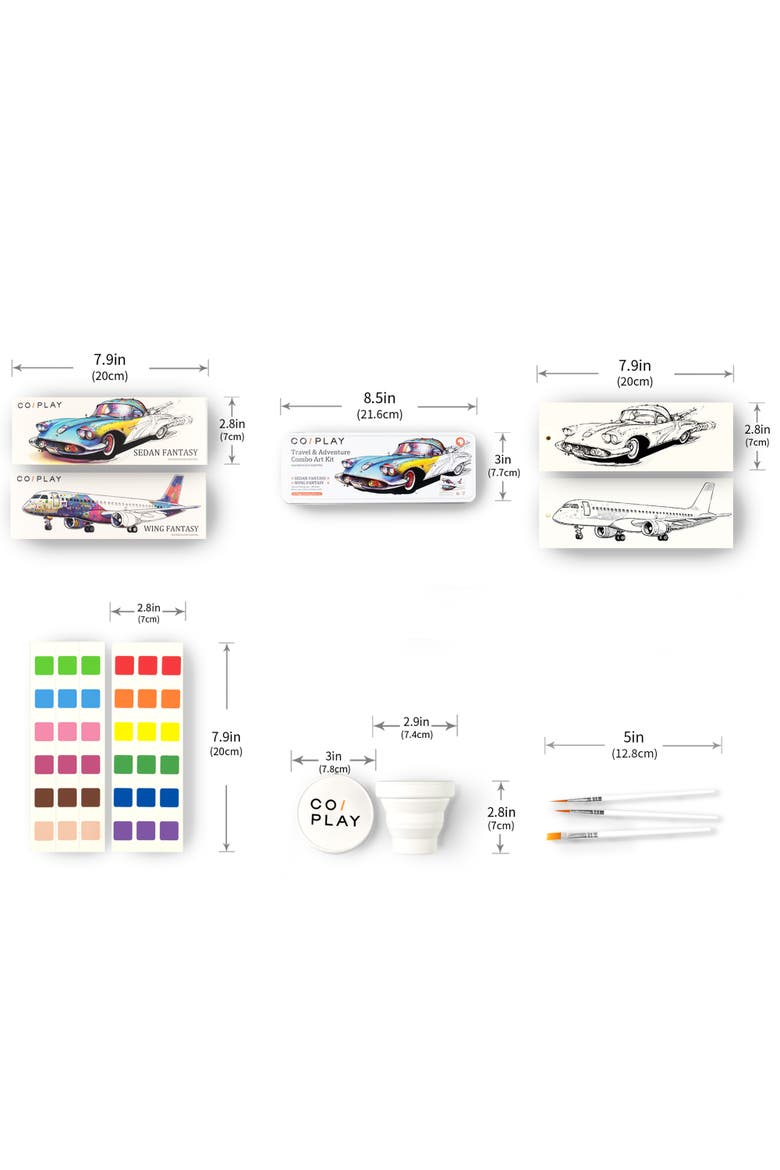 Watercolor Painting Art Kit Travel & Adventure Tin Box, Kids 6+, Alternate, color, Multicolored
