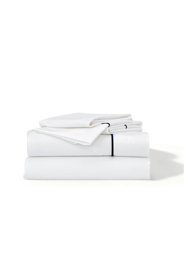 Heirloom Organic Percale Sheet Set, Alternate, color, White/Blue