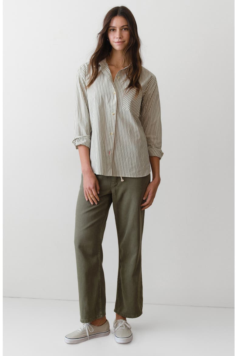 Jane California Relaxed Stripe Cotton Poplin Button-Up Shirt, Alternate, color, OLIVE STRIPE