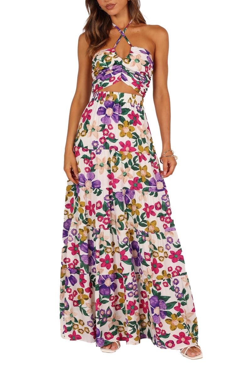 Kari Halter Crop Top & Maxi Skirt, Main, color, FLORAL