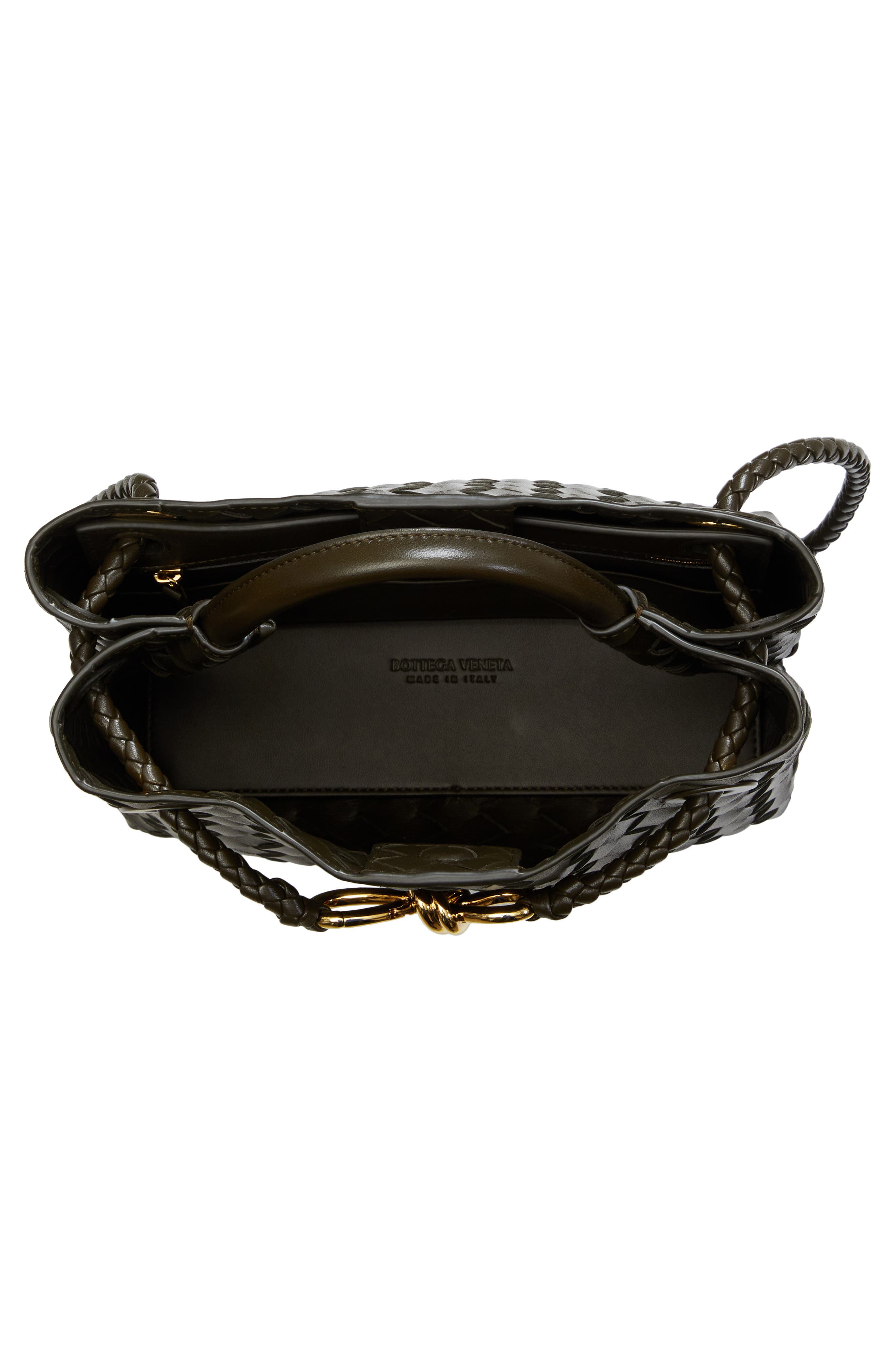 Bottega Veneta Small Andiamo Intrecciato Shoulder Bag, Alternate, color, Kaki-Brass