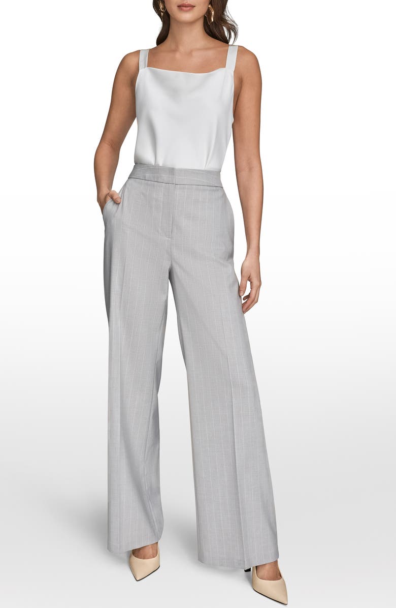 Donna Karan New York Pinstripe Clean Front Wide Leg Pants, Alternate, color, Vapor Multi