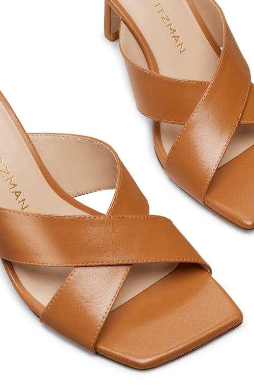 Stuart Weitzman Dayna Leather Crisscross Slide Sandals In Macchiato