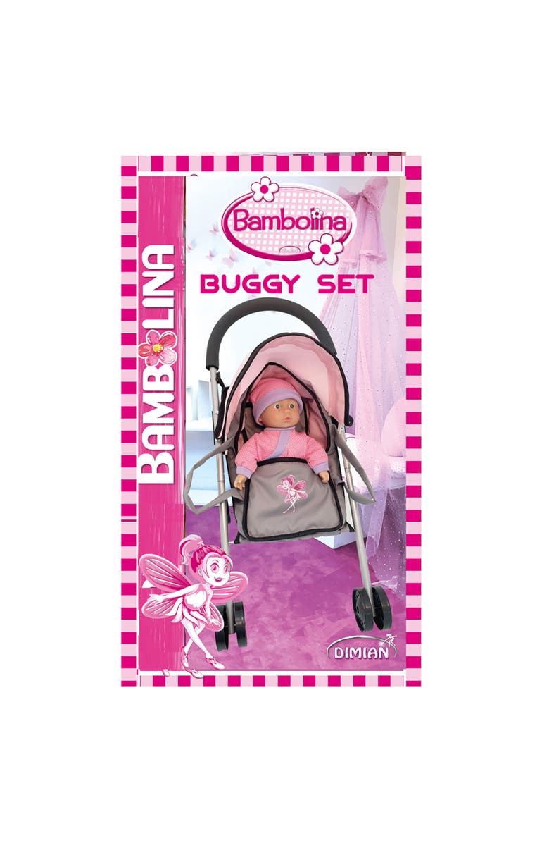 DIMIAN Bambolina Doll Buggy Set Includes 11.5" (29Cm) Soft Doll & Carrier Cot 3+, Alternate, color, Multicolored