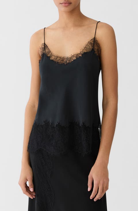 Silk Camisole with Lace Detail