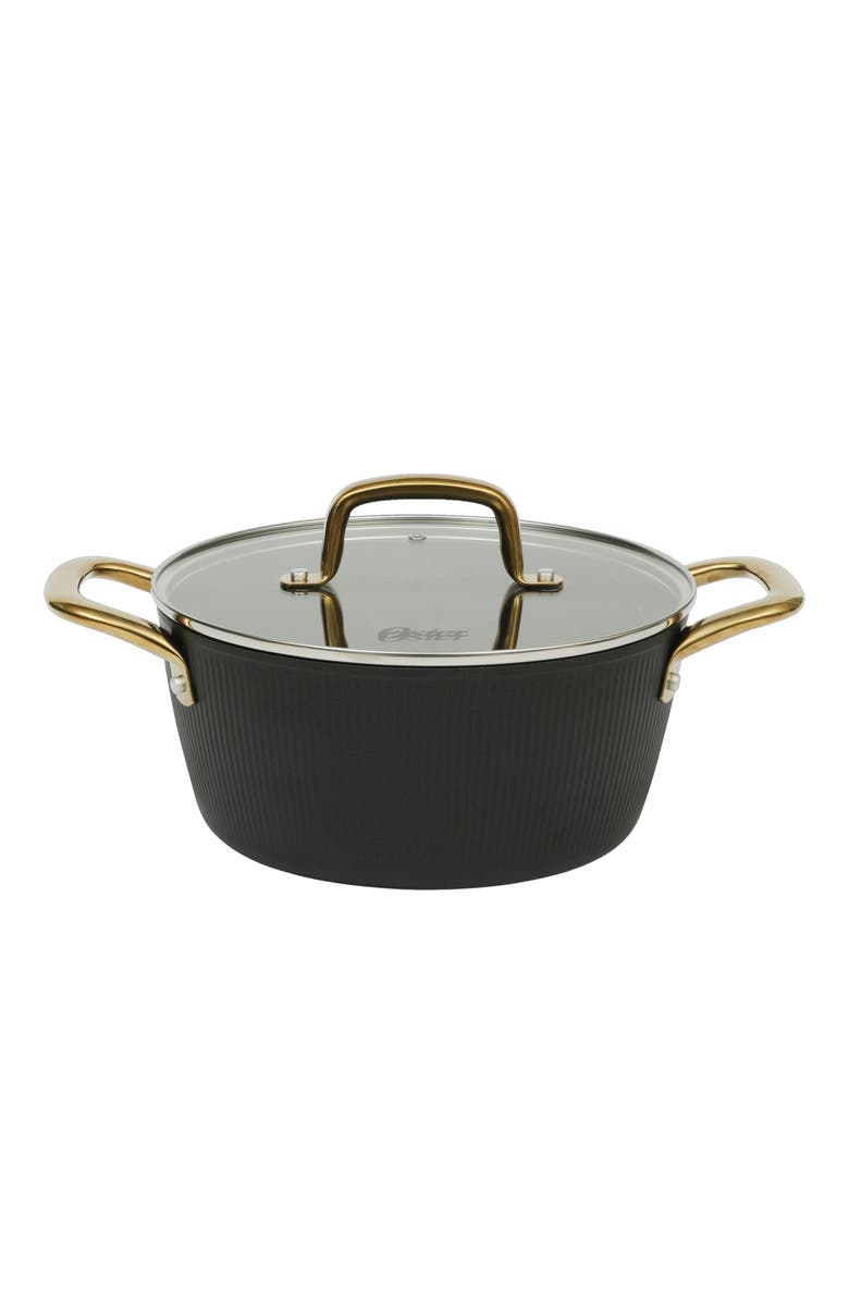 OSTER Abbottsford 4.4 Quart Nonstick Aluminum Dutch Oven with Glass Lid, Main, color, Black