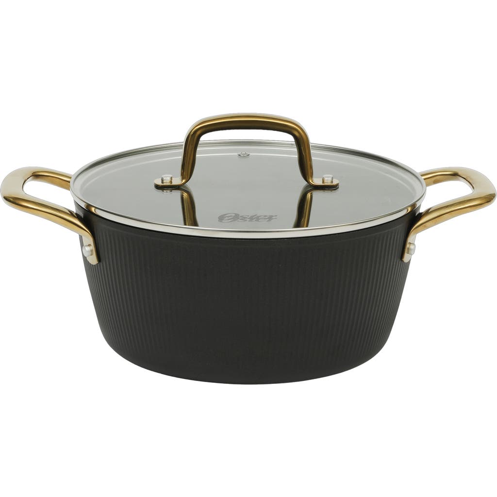 Oster Abbottsford 4.4 Quart Nonstick Aluminum Dutch Oven With Glass Lid In Black