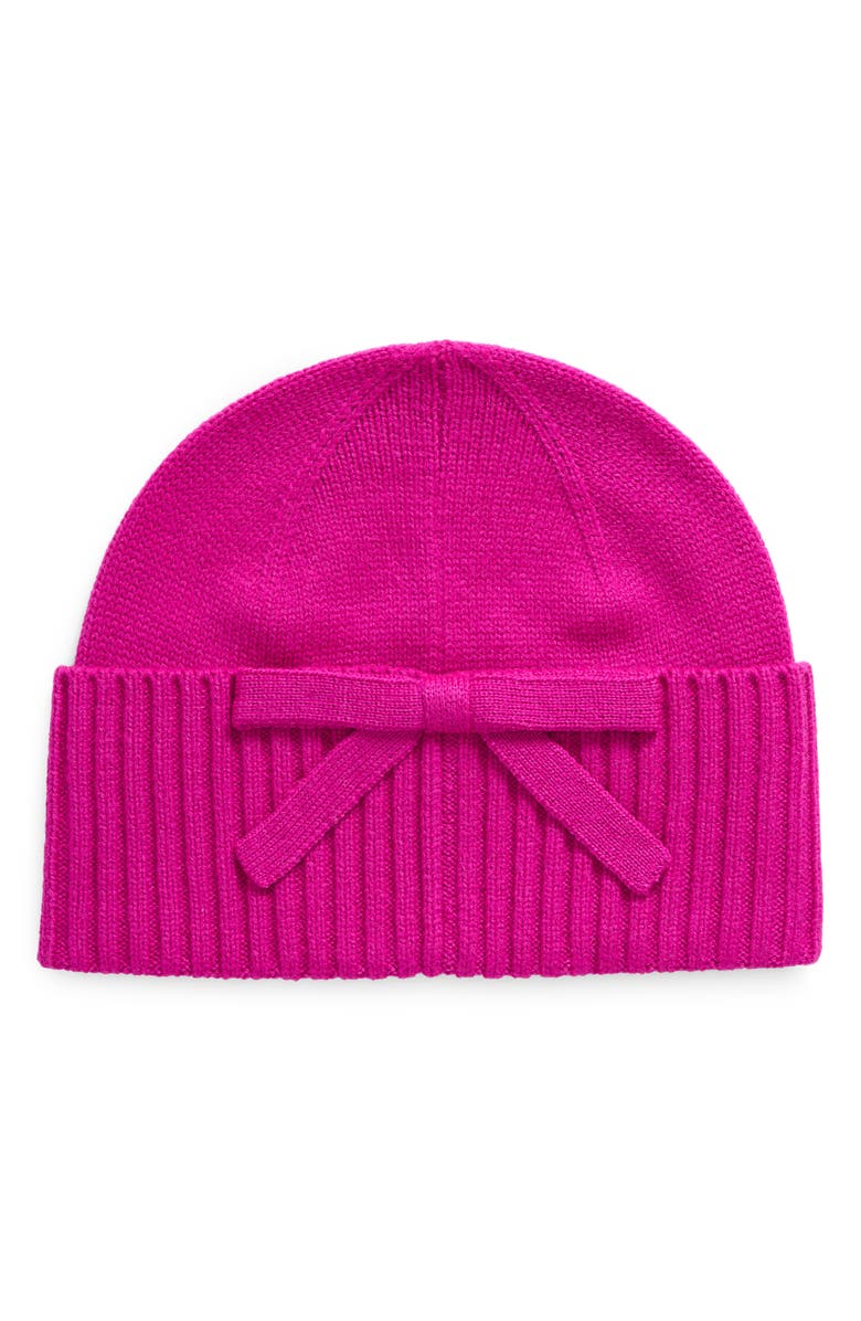 Kate Spade New York bow accent beanie, Main, color, Marker Pink