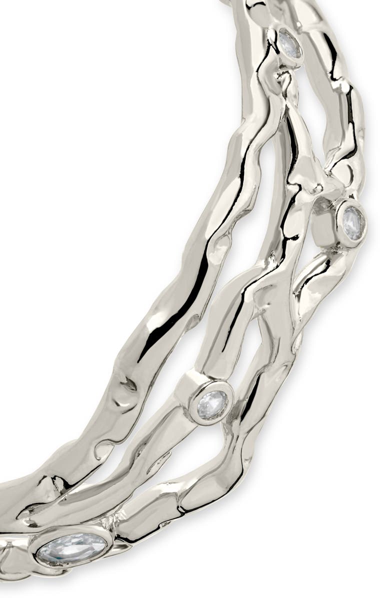 Sterling Forever Tully Cubic Zirconia Molten Cuff Bracelet, Alternate, color, Silver