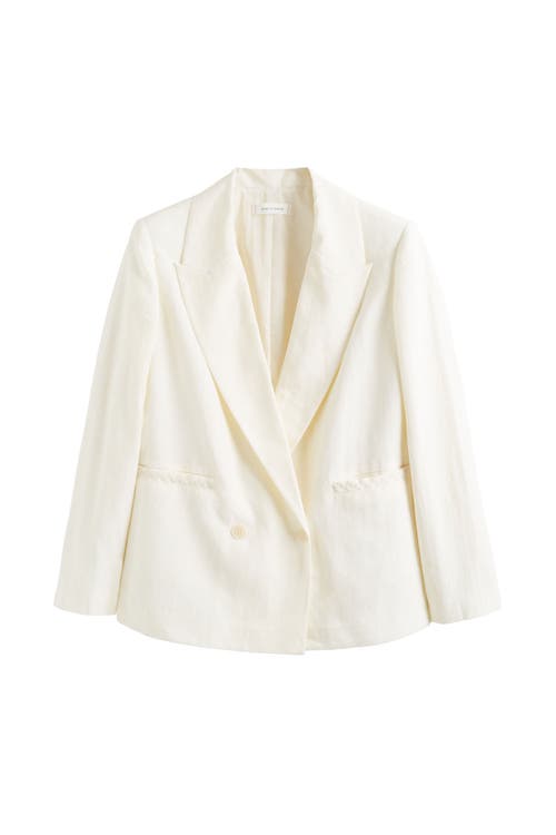 Shop Chinti & Parker Linen Blend Blazer In Cream