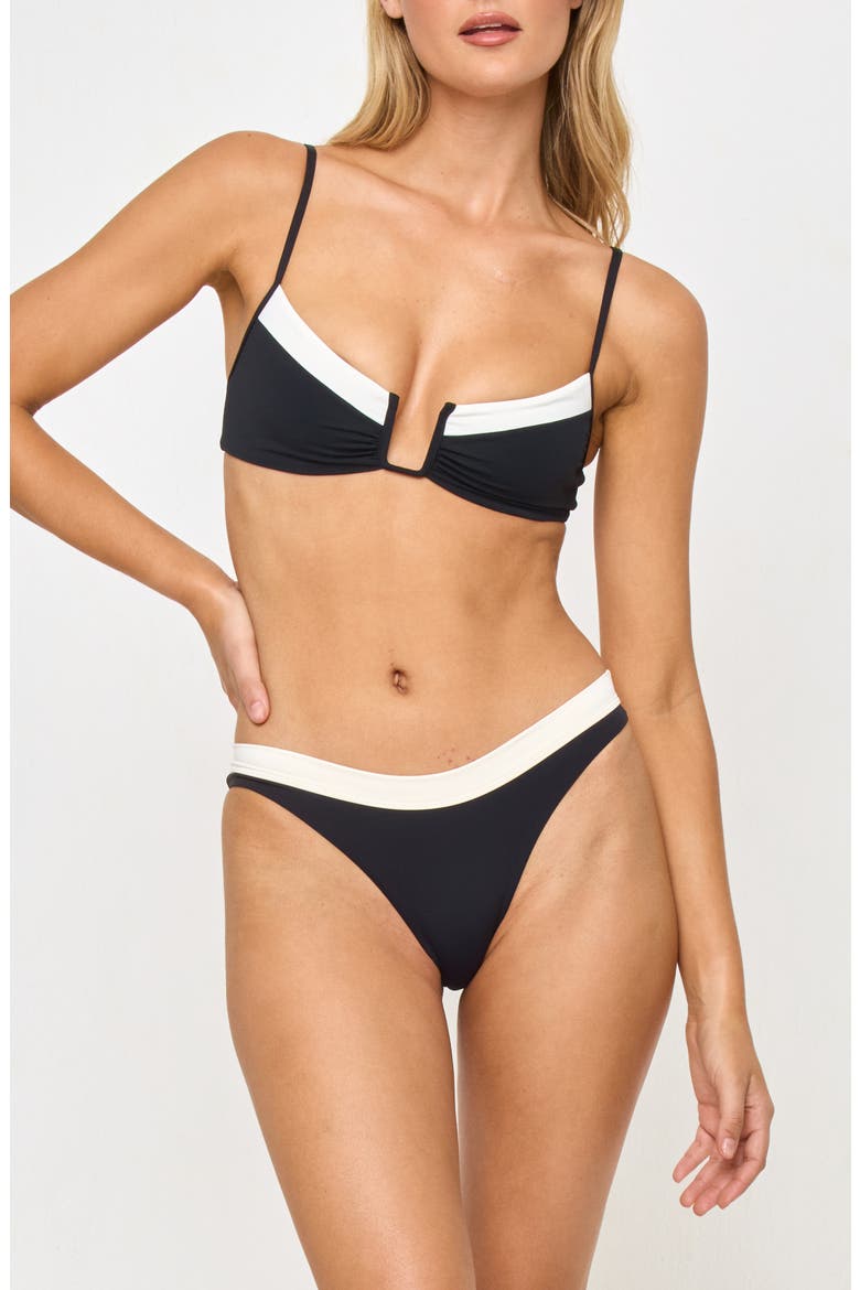 Peyton Bikini Top, Alternate, color, BLACK/ CREAM