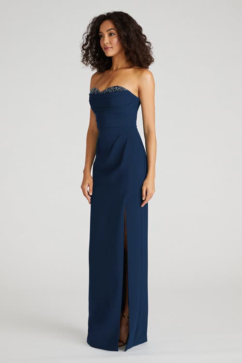 Theia Anastasia Strapless Gown In Blue