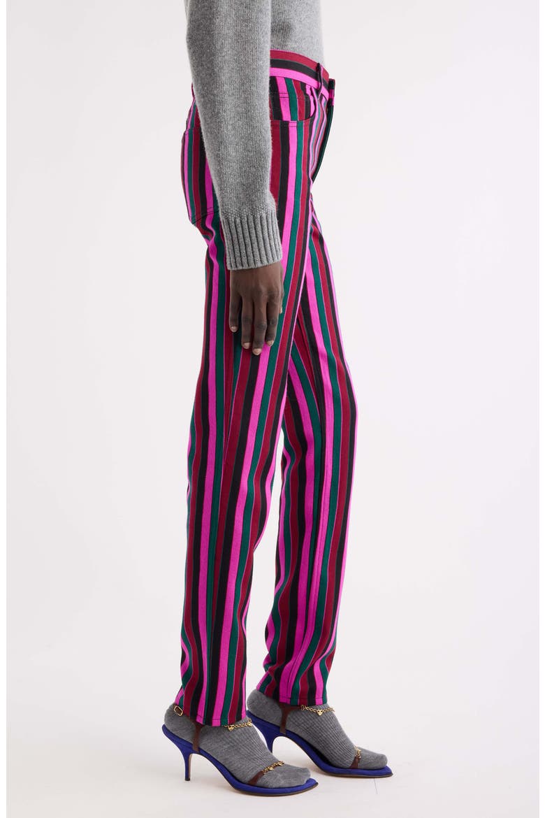 Stripe Slim Wool Trousers, Alternate, color, GREEN - PINK 1