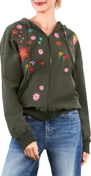 Billy T Sketchbook Embroidered Zip-Up Graphic Hoodie