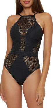 Becca Colorplay Lace Overlay One-Piece Swimsuit