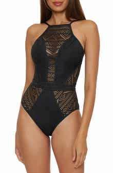 Becca Colorplay Lace Overlay One-Piece Swimsuit