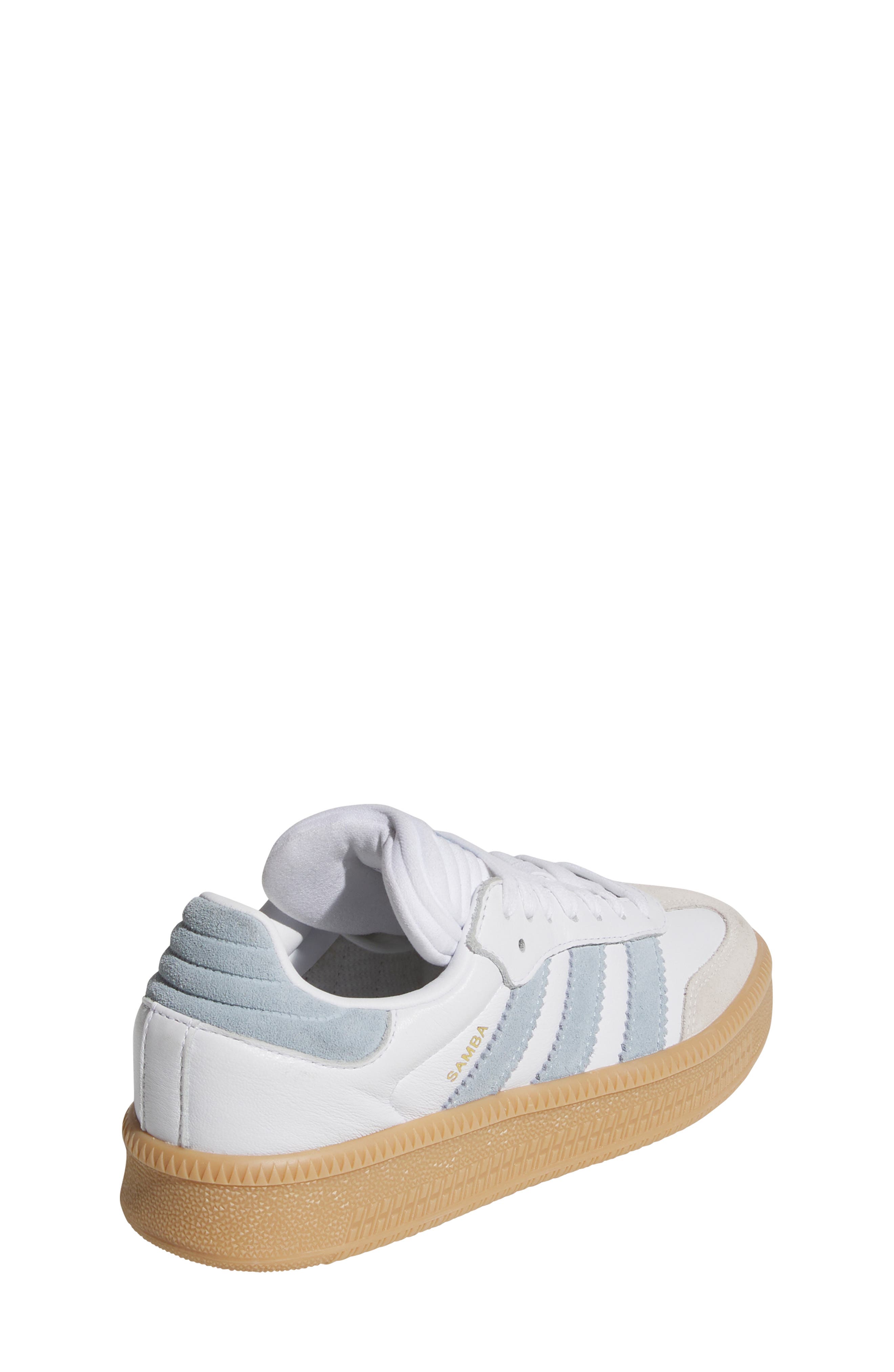 adidas Kids' Samba XLG Sneaker, Alternate, color, White/ Wonder Blue/ Gold