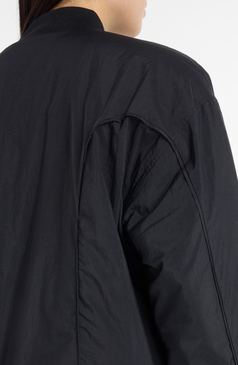 New Balance Reimagined Woven Bomber Jacket, Alternate, color, Black