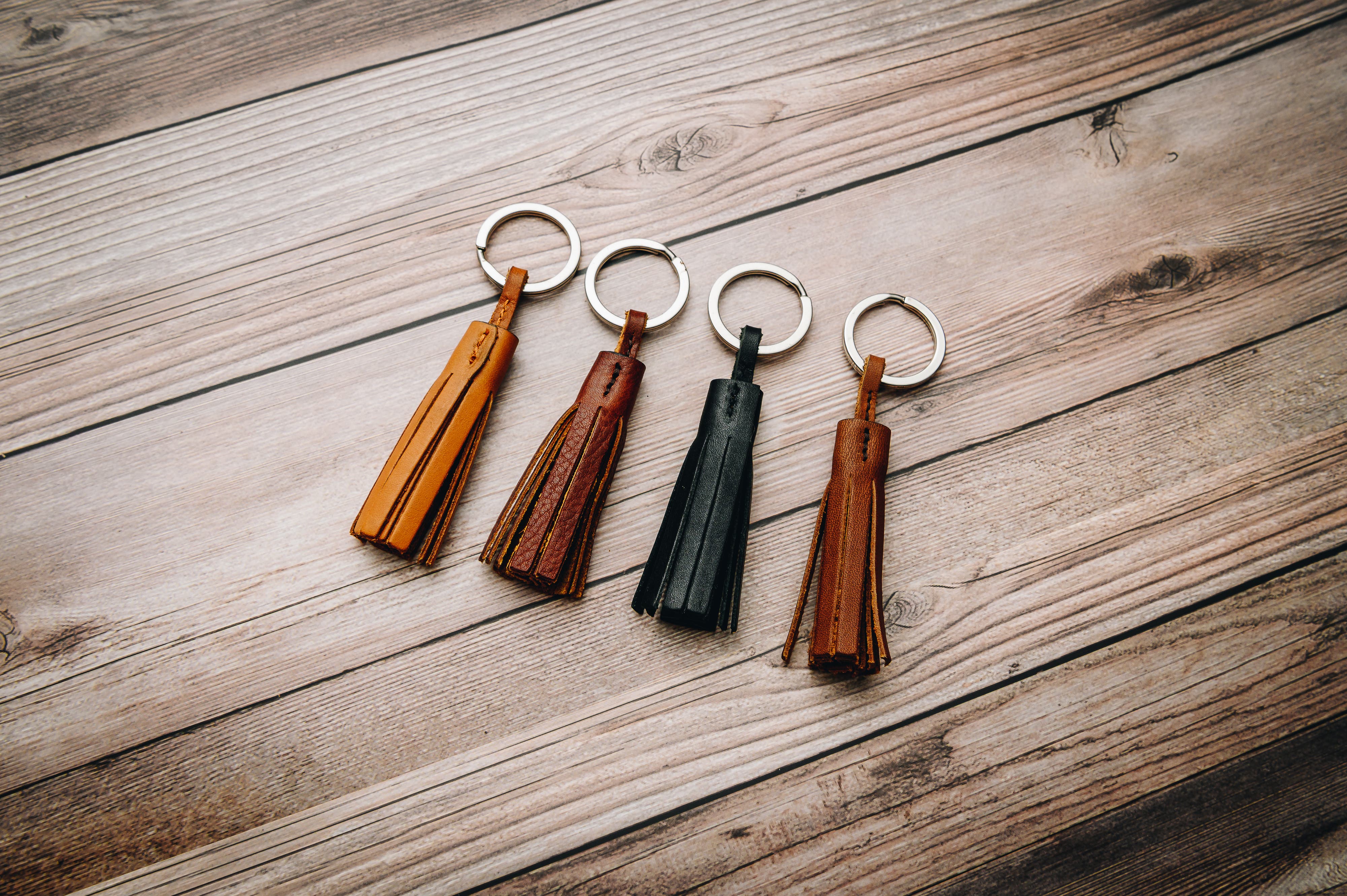 Fuller Leather Tassel Key Chain, Alternate, color, Chocolate