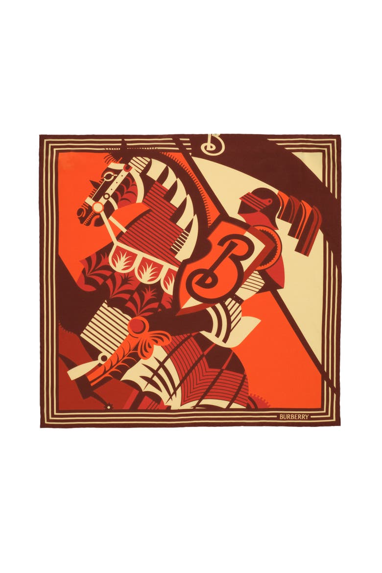 Knight Silk Scarf, Main, color, Ruby red
