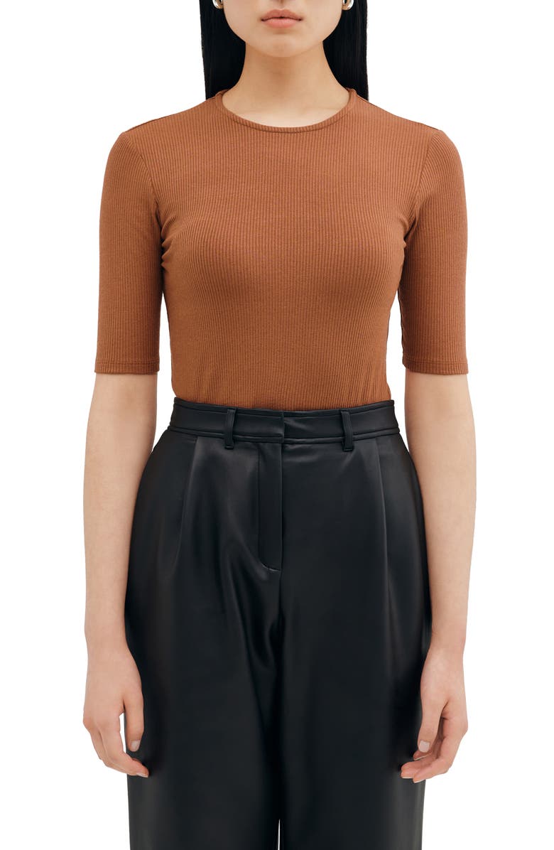 Two Lines by Marcella Seneca Rib Top, Main, color, Cinnamon Brown