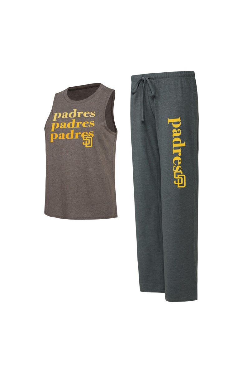 CONCEPTS SPORT Women's Concepts Sport Charcoal/Brown San Diego Padres Meter Muscle Tank and Pants Sleep Set, Main, color, 