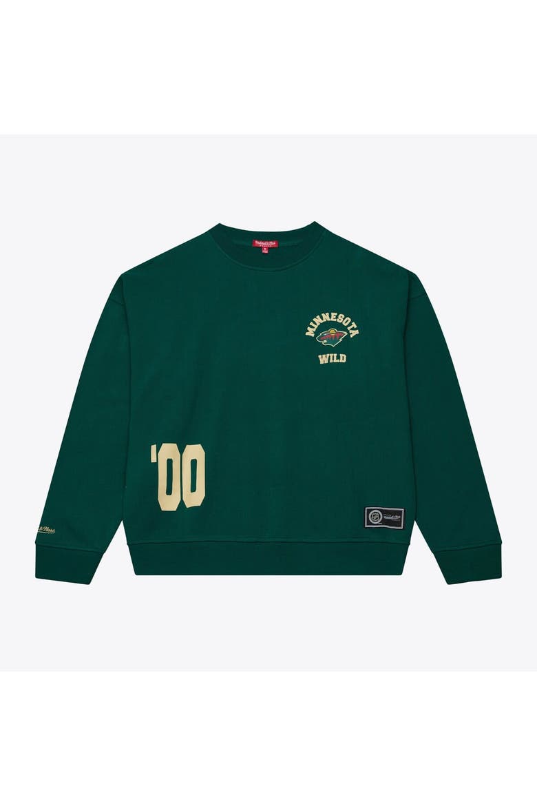 Women's Mitchell & Ness  Green Minnesota Wild Crewneck Sweatshirt, Main, color, Green