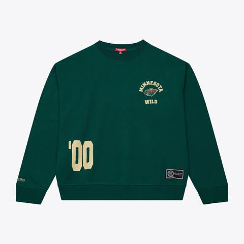Women
s Mitchell 
Ness  Green Minnesota Wild Crewneck Sweatshirt