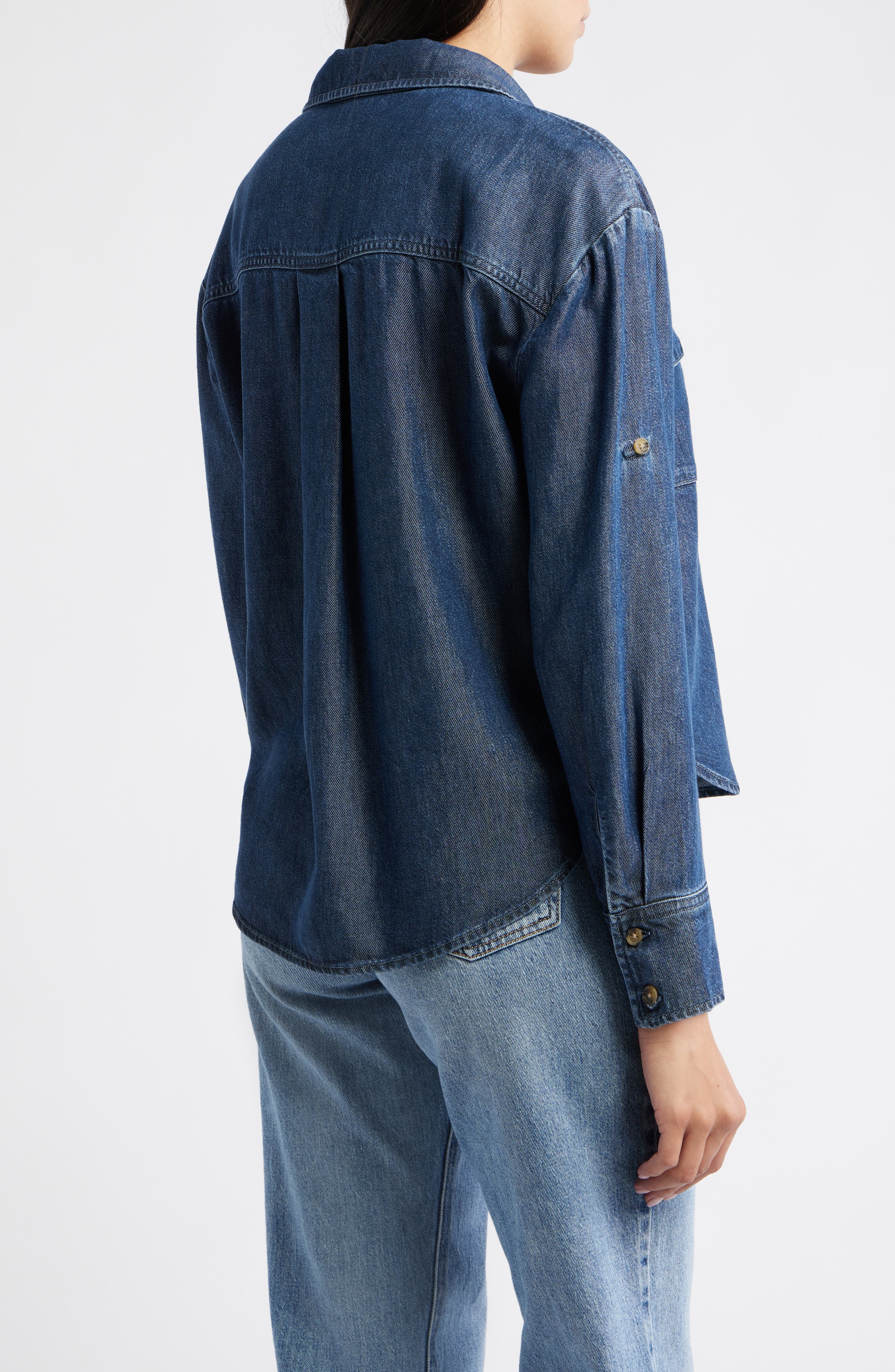 Roll Tab Denim Button-Up Shirt - image 2