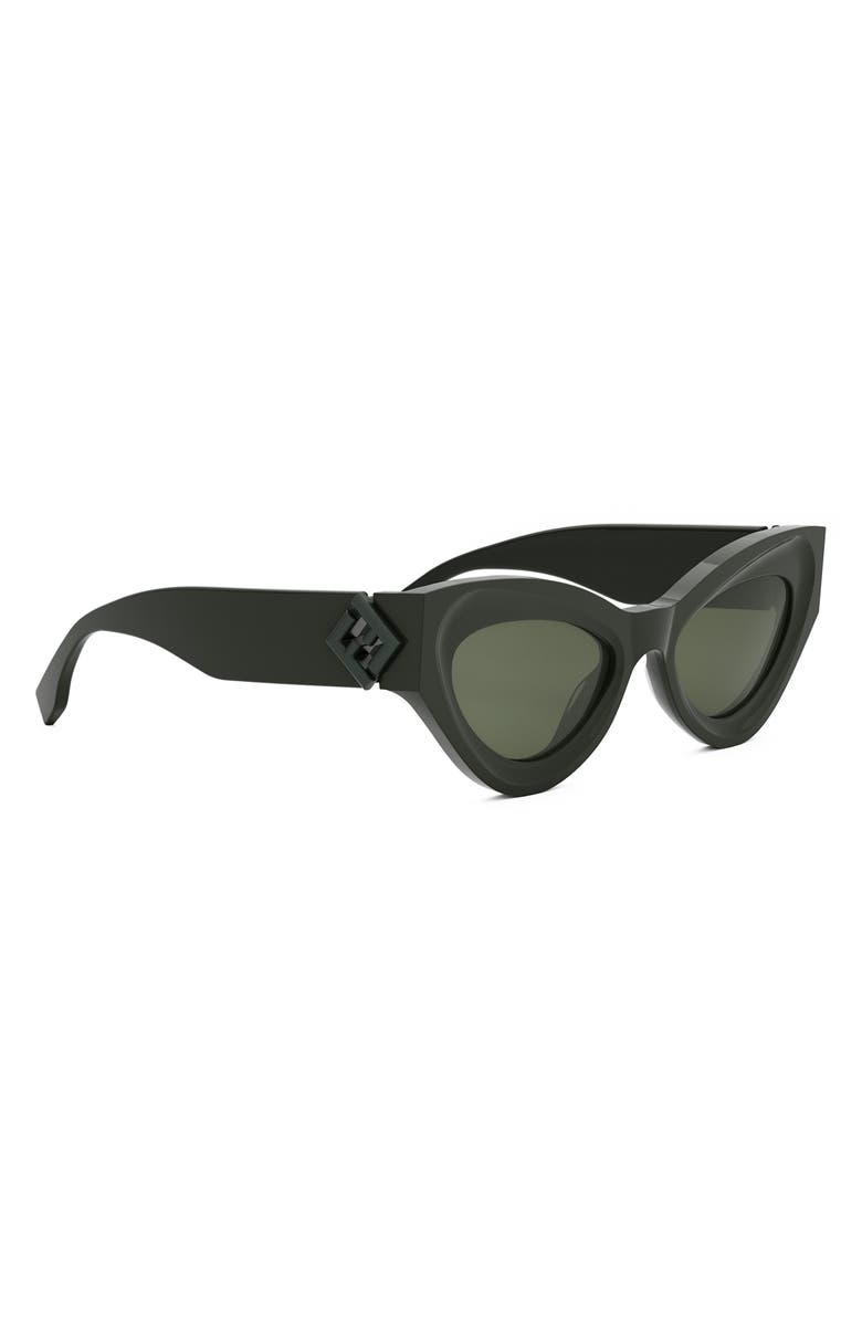Fendi FF Diamonds 52mm Cat Eye Sunglasses, Alternate, color, Shiny Dark Green / Green