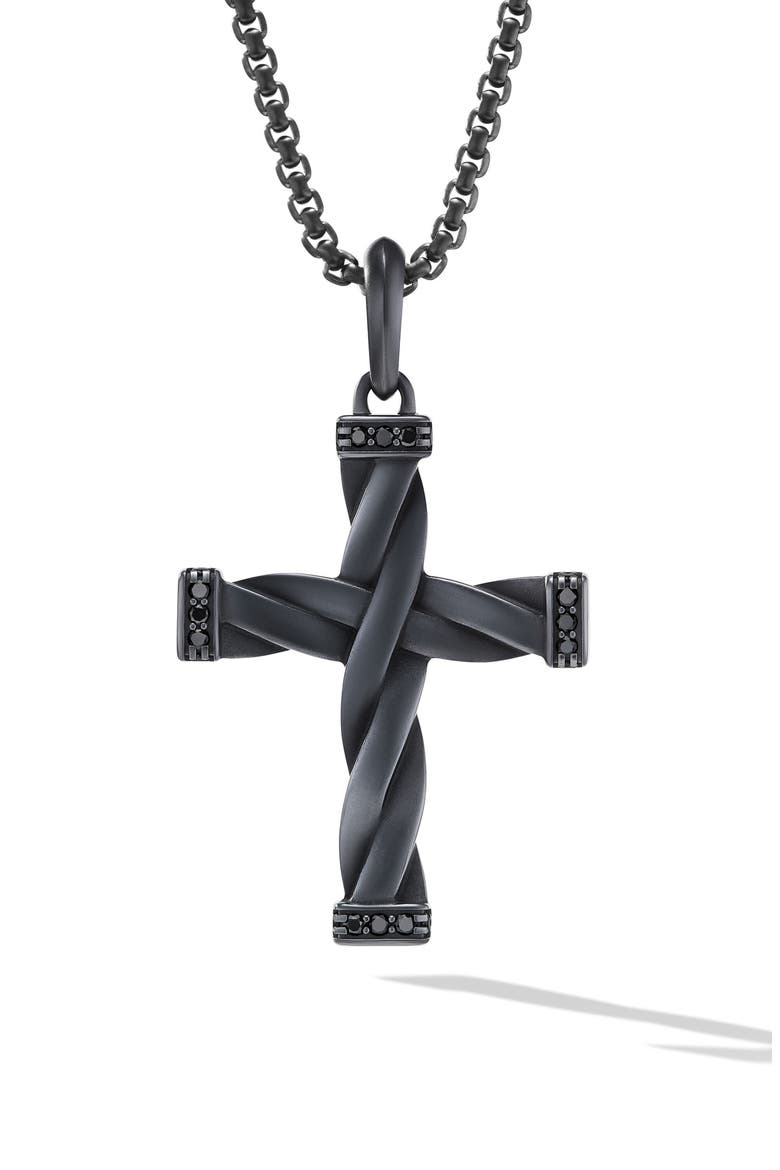 Helios™ Cross Pendant, Main, color, BLACK TITANIUM/ DIAMOND