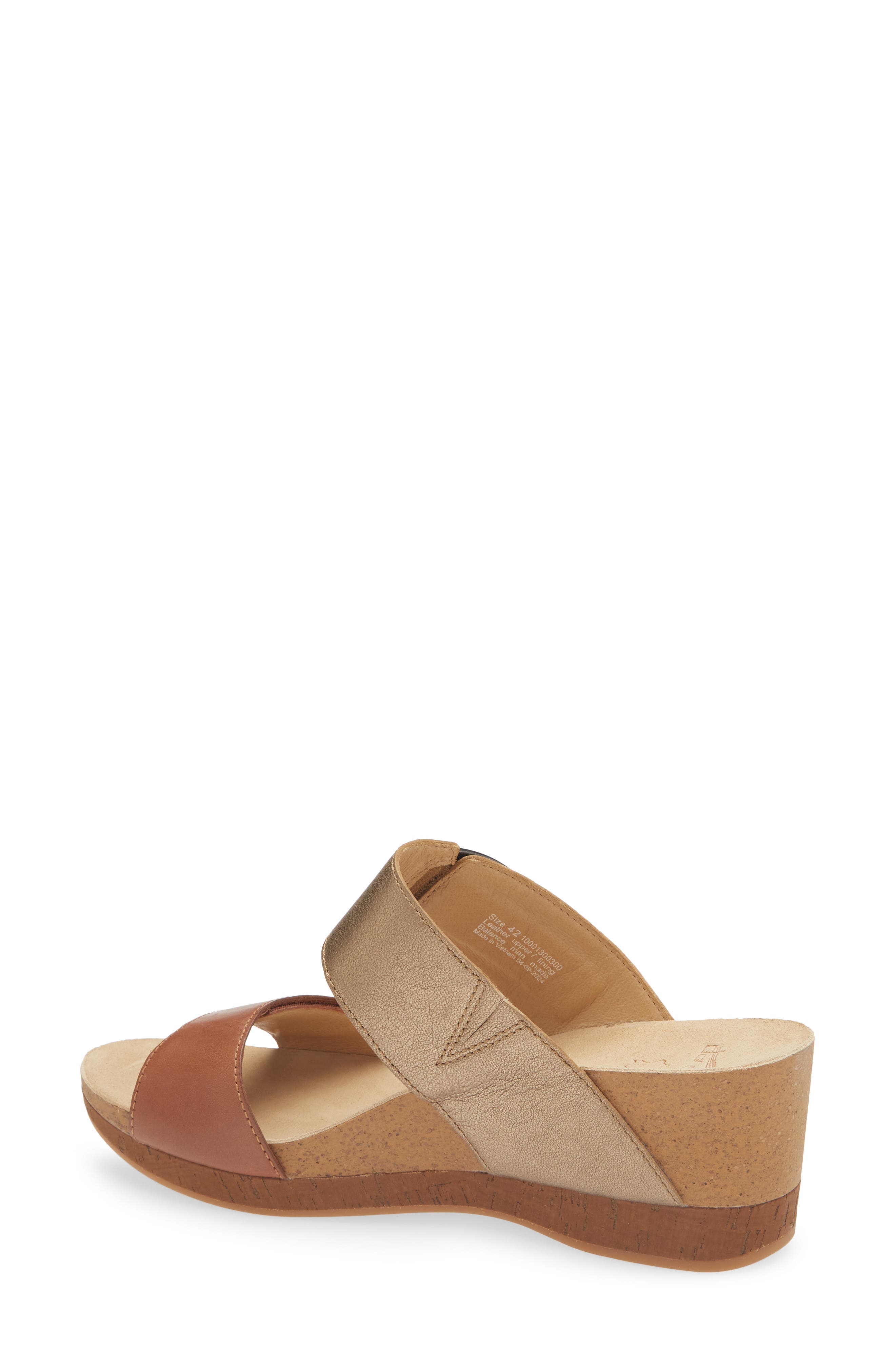 Shannon Platform Wedge Slide Sandal, Alternate, color, GOLD/TAN LEATHER