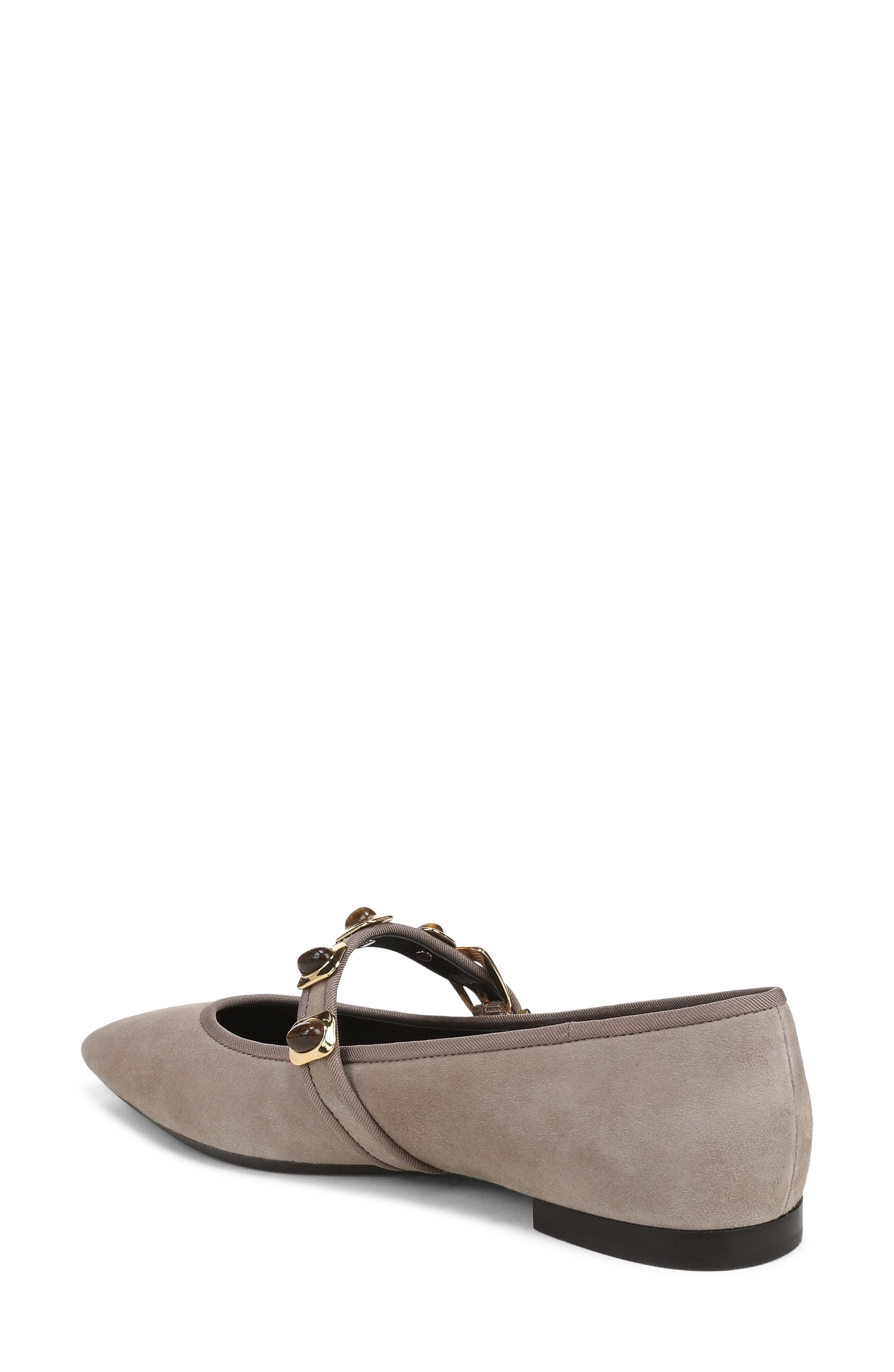 Selene Charms Pointed Toe Flat, Alternate, color, BARK SUEDE