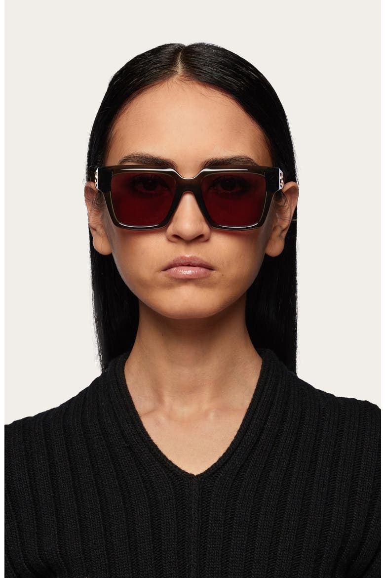Gancini 54mm Rectangular Sunglasses, Alternate, color, TRANSPARENT KHAKI