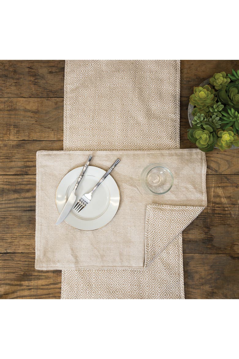 Diamond Dune 100% Cotton Reversible Placemats Set of 6, 14" x 20", Alternate, color, Brown