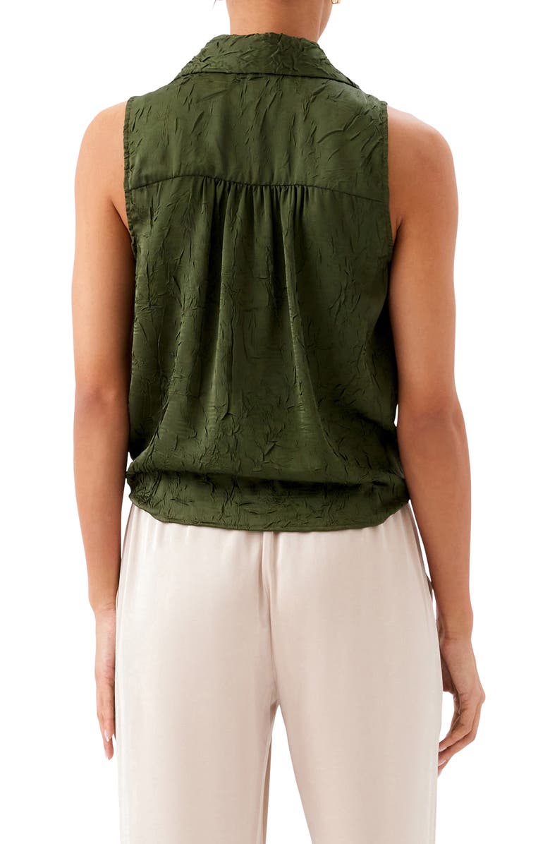 Karen Kane Sleeveless Tie Front Crushed Satin Top, Alternate, color, Olive