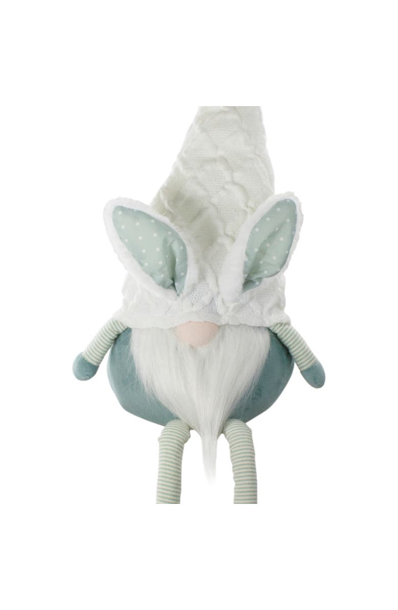 Northlight Sitting Easter Gnome with Polka Dot Bunny Ears and Dangling Legs - 33" - Teal Green, Alternate, color, Green