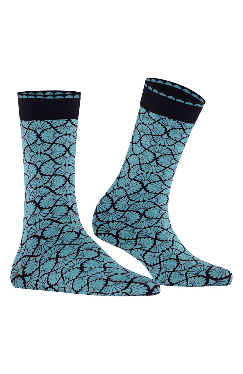 Falke Flair Epoque Crew Socks, Main, color, Key Largo