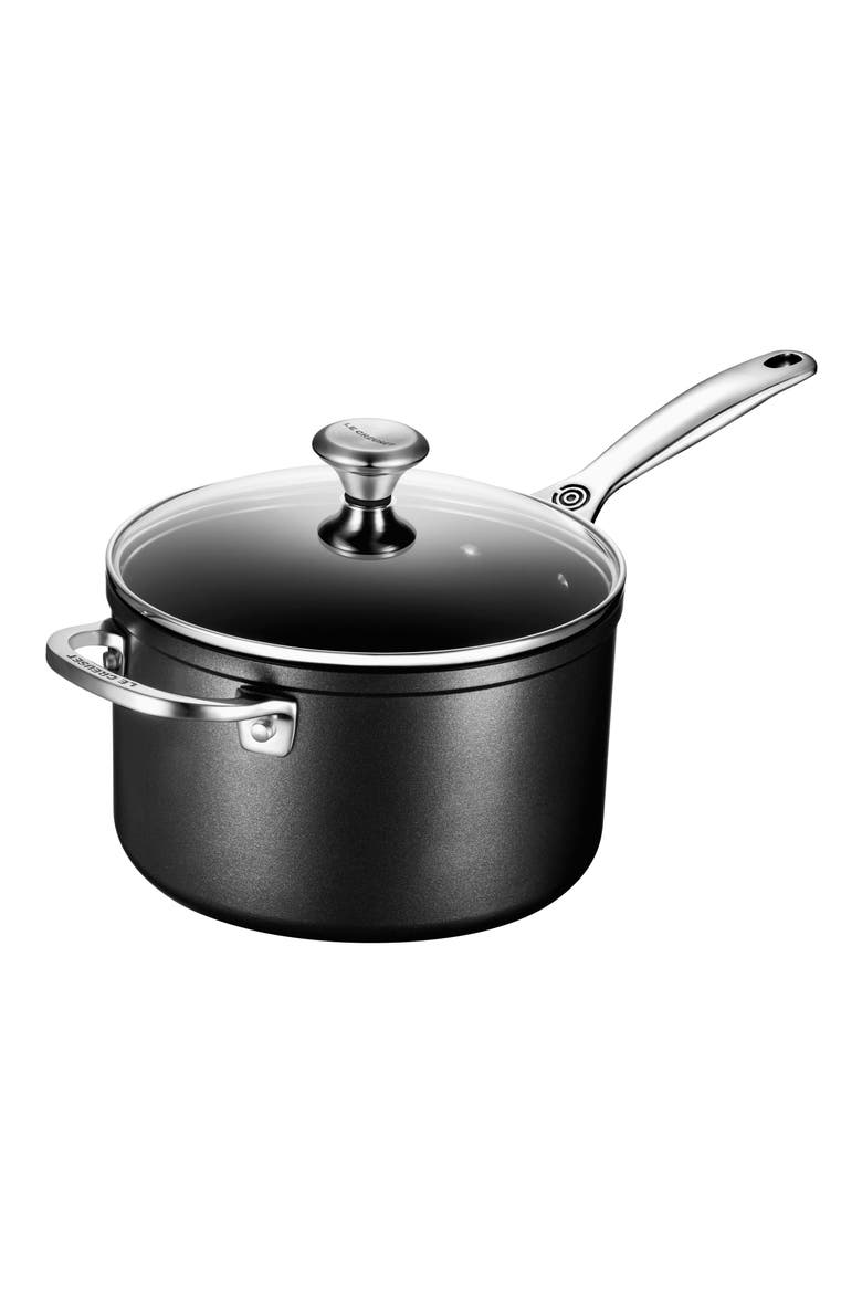 4-Quart Toughened Nonstick PRO Saucepan, Main, color, BLACK