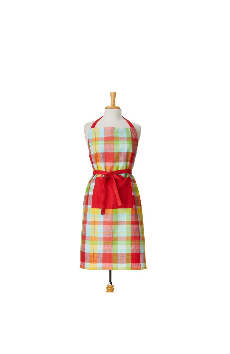 tag Fresh Pick Plaid Apron Multi Cotton Summer, Main, color, Multicolored