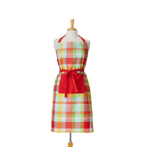 Fresh Pick Plaid Apron Multi Cotton Summer