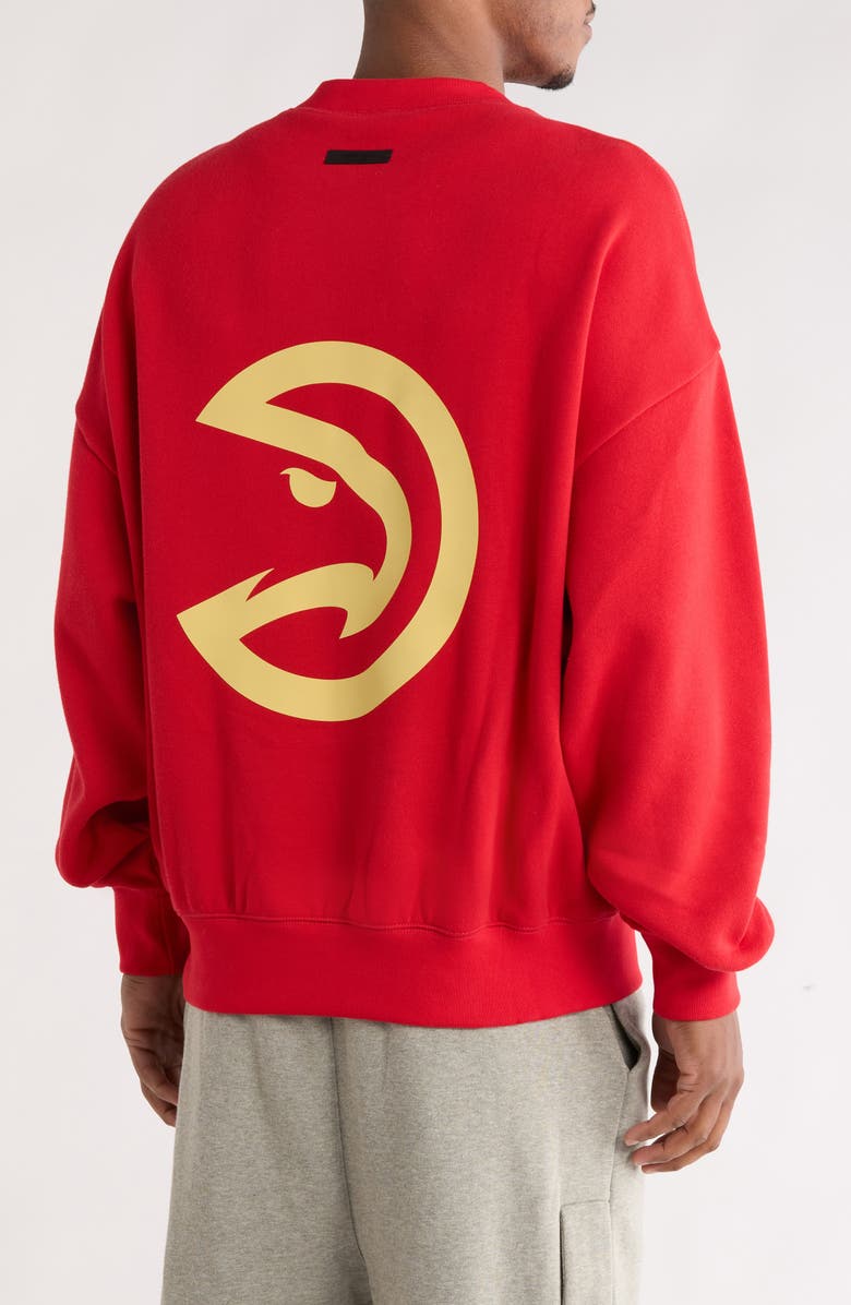 Fear of God Essentials x NBA Hawks Sport Fit Crewneck Sweatshirt, Alternate, color, Red