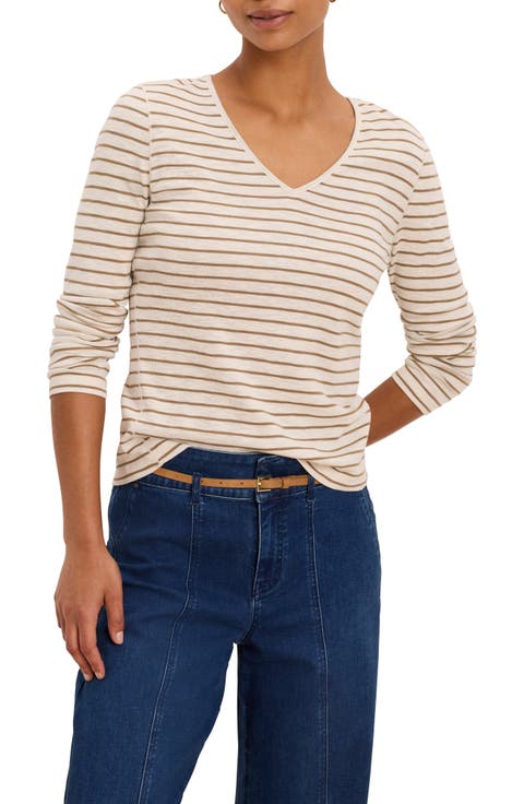 Striped V Neck T-Shirt