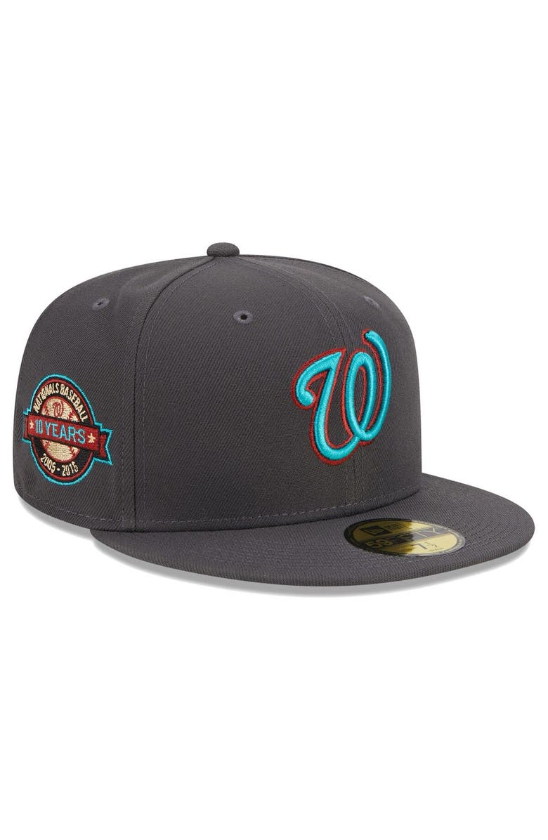 New Era Men's New Era Graphite Washington Nationals Print Undervisor 59FIFTY Fitted Hat, Main, color,
