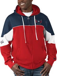 STARTER Men's Starter Red/Navy Washington Capitals Power Forward Full-Zip Hoodie