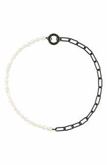 REBL Half Chain & Cultured Pearl Necklace